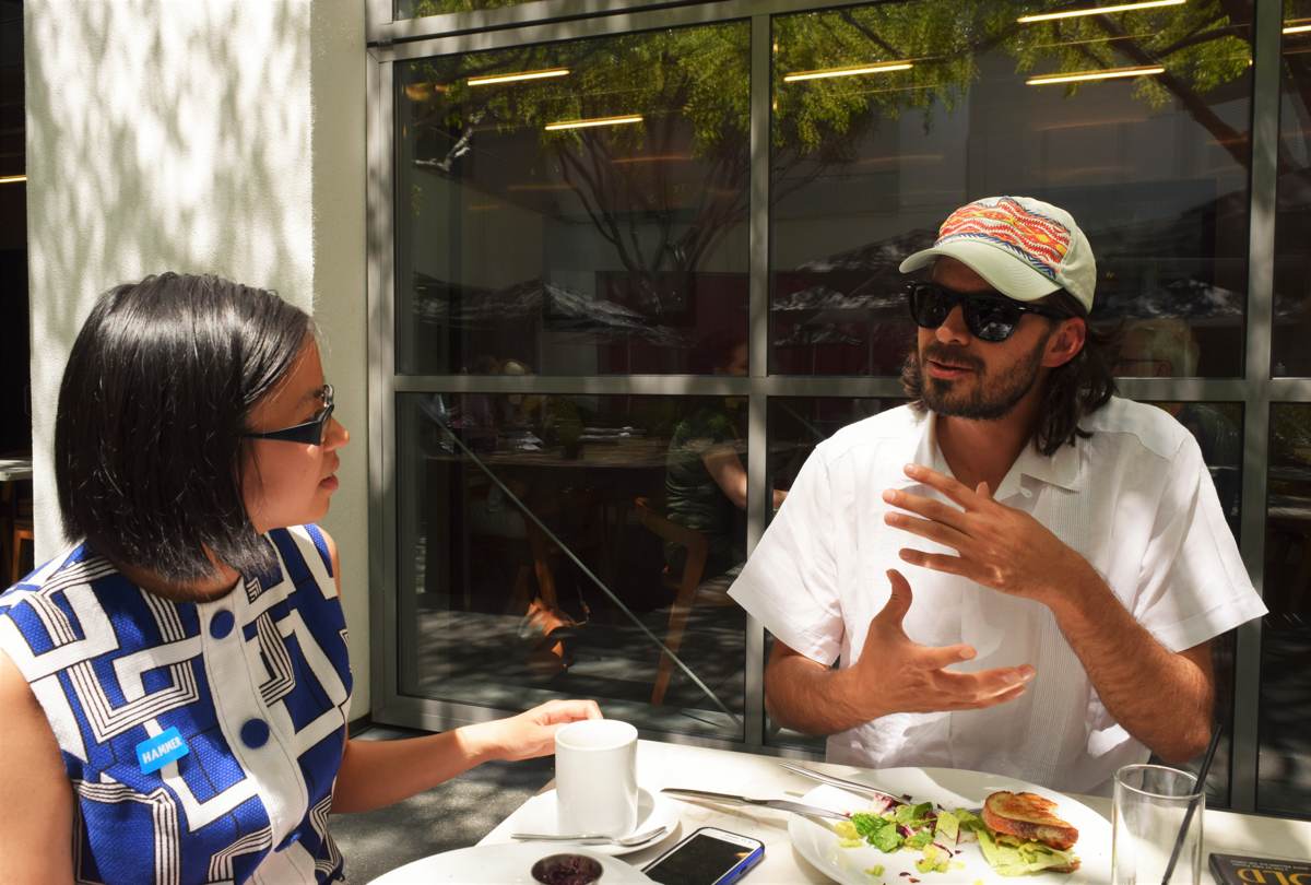 Director Matías Meyer speaks with Lily Fierro at the UCLA's Hammer Museum